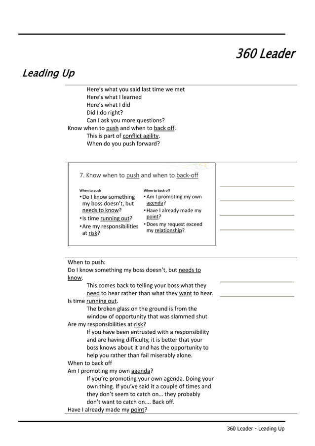 360 leader leading up session handout | PDF | Executive Leadership ...
