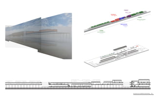 Architecture of (Wet)Land Building 42
DWELLING DWELLING DWELLING
OFFICES
BREEDING + HATCHING TANKS
DRY LABS
WET LABS
STUDIO
CLASS
DISCOVERY
LAB
LIBRARY CAFETERIA
EXHIBITION SPACE
BOATING SUPPLIES + STORAGE
ADMINISTRATION
SCIENCE DOCK MAIN DOCK
Weather Screen
Circulation (All Levels)
Occupied Level
Mechanical Level (Datum)
Water Level
Metal + Wood Units
Steel Grid + Metal Decking
Wood Piles
LIVING
Short-Term Dormitories
48 Students + 4 Teachers
LIVING
Long-Term Residence
24 Scientists/Fellows
SCIENCE
Wet + Dry Labs
40 Ofﬁces
EDUCATION
3 Classrooms
48 Students
PUBLIC
Exhibit + Library
Cafeteria for 104
Weather Screen
Circulation (All Levels)
Occupied Level
Mechanical Level (Datum)
Water Level
Metal + Wood Units
Steel Grid + Metal Decking
Wood Piles
LIVING
Short-Term Dormitories
48 Students + 4 Teachers
LIVING
Long-Term Residence
24 Scientists/Fellows
SCIENCE
Wet + Dry Labs
40 Ofﬁces
EDUCATION
3 Classrooms
48 Students
PUBLIC
Exhibit + Library
Cafeteria for 104
 