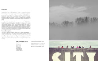 Architecture of (Wet)Land Building 8
Coastal Roots Planting, Shelby Doyle
students participated in the coastal roots
program lead by Dr. Pamela Blanchard,
to aid in restoring the coastal ecology.
Morgan City Excursion, Shelby Doyle
Shelby Elizabeth Doyle is a Visiting Assistant Professor at Louisiana State University
School of Architecture and a Research Fellow at the LSU Coastal Sustainability Studio.
Her research examines architecture’s potential agency and disciplinary relevance
to the urban future of the Gulf South. This research began a 2011-2012 Fulbright
Research Fellow based in Phnom Penh, Cambodia entitled City of Water: Architecture,
Infrastructure, and the Floods of Phnom Penh and can be found at cityofwater.
wordpress.com. She holds a Bachelor of Science in Architecture from the University
of Virginia and Master of Architecture degree from the Harvard Graduate School of
Design.
Alexis Malone
Kathleen Autilio
Kayla Bosarge
Ethan Jordan
Sara Loquist
Jennifer Price
Reagan Rispone
Travis Dickerson
Cameron Spencer
ARCH 7004 Students
Instructors
Kiel Moe, a registered practicing architect and associate professor of architecture and
energy at Harvard Graduate School of Design, was named one of two 2014–15 Nadine
Carter Russell Chairs. Moe is codirector of the Master in Design Studies program
and the Energy, Environments & Design Research Lab at HGSD, where he teaches
and coordinates core design studios, seminars on forms of energy, and lectures on
architecture and energy. His research and design practice centers on an agenda for
design and energy that is at once more ecologically and architecturally ambitious,
focusing on both buildings as manifestations of large-scale energy systems as well as
overlooked and discrete thermal parameters in buildings that yet have great impact
on the power and thermodynamic depth of architecture.
ARCH 7004 is the fourth architecture studio in the six-‐‐studio sequence Master of
Architecture Program at LSU. The Wax Lake Delta, Louisiana serves as a site for the
course. The US Army Corps of Engineers constructed a diversion channel in 1942
directing sediment to the Wax Lake resulting in measurable (wet)land building during
the last 70 years. The studio will propose designs for the flagship Louisiana NERRS
facility in the Wax Lake Delta. The 20,000-‐‐square-‐‐foot facility will include
office space, laboratories, classrooms, educational spaces, exhibition space, and a
dormitory.
Course Description
 