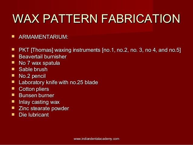 wax patterns dentistry course in india