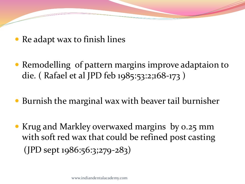 Wax patterns in fpd/ dentistry course in india