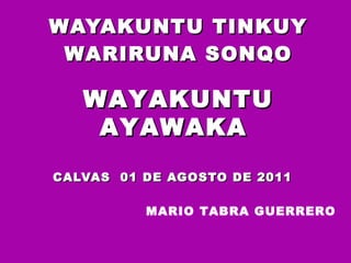 WAYAKUNTU TINKUY WARIRUNA SONQO CALVAS  01 DE AGOSTO DE 2011 MARIO TABRA GUERRERO WAYAKUNTU AYAWAKA  