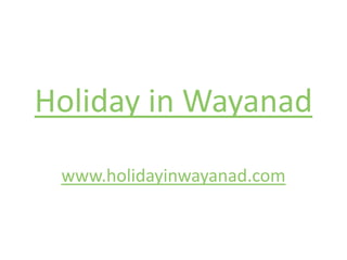Holiday in Wayanad www.holidayinwayanad.com 