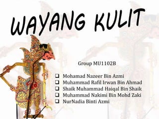 Group MU1102B
 Mohamad Nazeer Bin Azmi
 Muhammad Rafil Irwan Bin Ahmad
 Shaik Muhammad Haiqal Bin Shaik
 Muhammad Nakimi Bin Mohd Zaki
 NurNadia Binti Azmi
 