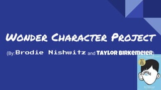 Wonder Character Project
(By: Brodie Nishwitz and Taylor Birkemeier)
 