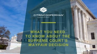 WHAT YOU NEED
TO KNOW ABOUT THE
SUPREME COURT’S
WAYFAIR DECISION
 