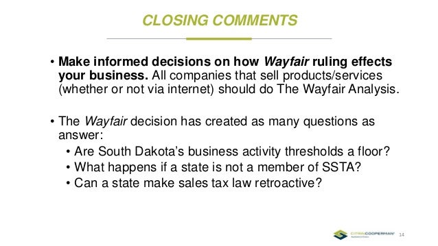 Income Tax The Wayfair Case Wayfair Decision Wayfair Income Tax