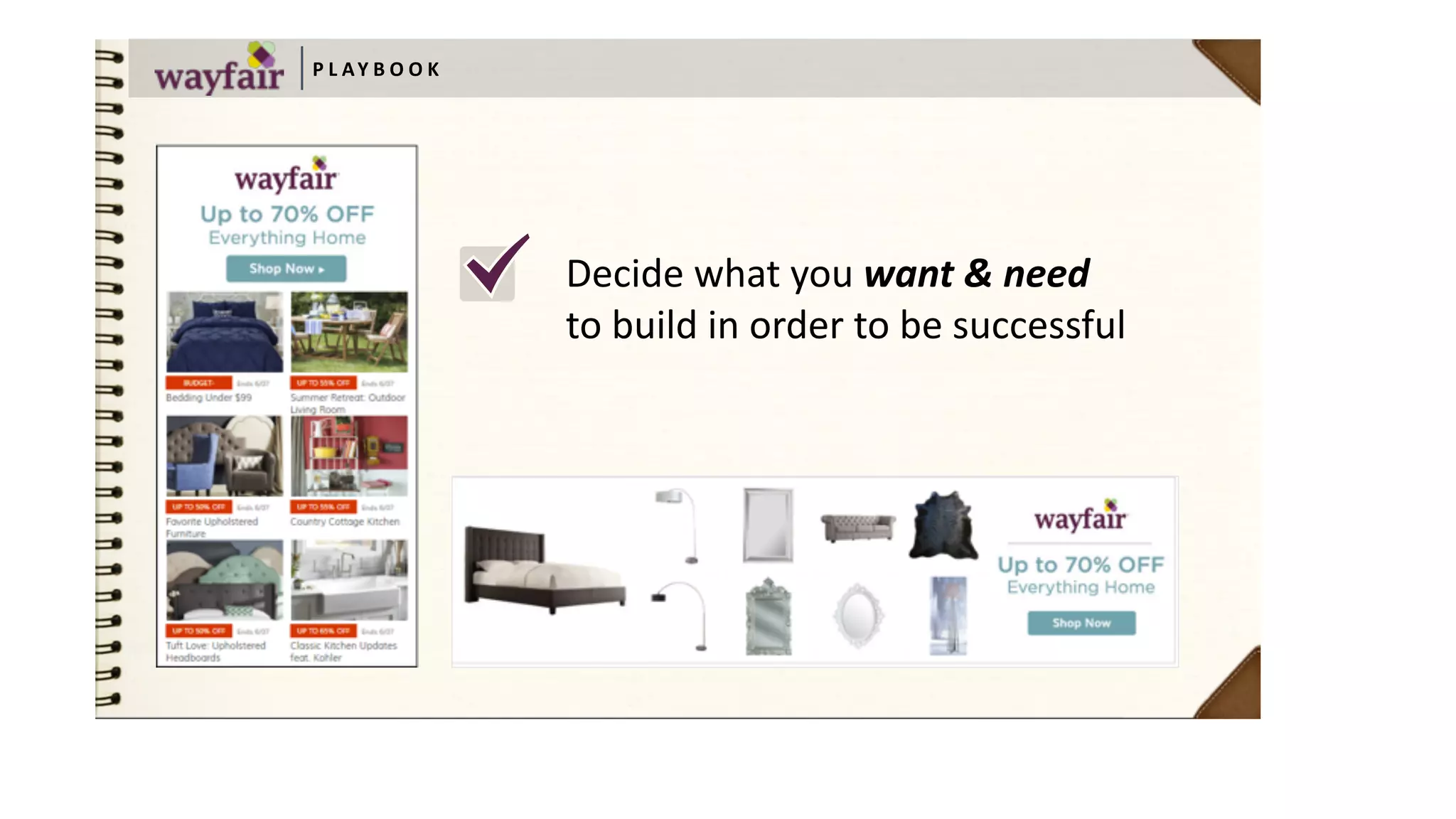 P L AY B O O K
Decide	what	you	want	&	need	 
to	build	in	order	to	be	successful	
 