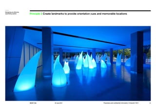 Principle 2 Create landmarks to provide orientation cues and memorable locations 
MADE Talk 22 July 2014 12 
Designing an ...