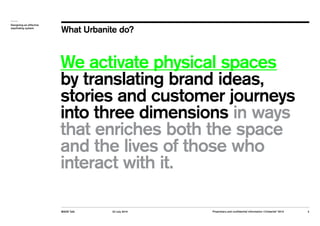 What Urbanite do? 
We activate physical spaces 
by translating brand ideas, 
stories and customer journeys 
into three dim...