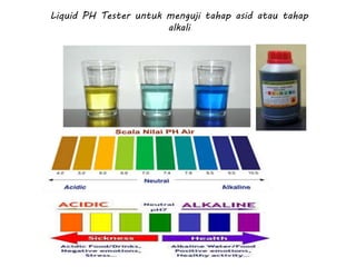 Liquid PH Tester untuk menguji tahap asid atau tahap
alkali
 