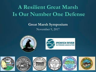 Great Marsh Symposium
November 9, 2017
A Resilient Great Marsh
Is Our Number One Defense
 