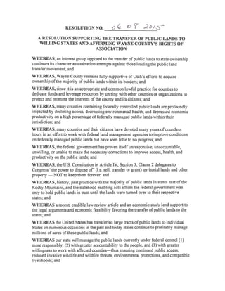 Wayne County Utah Resolution of Support