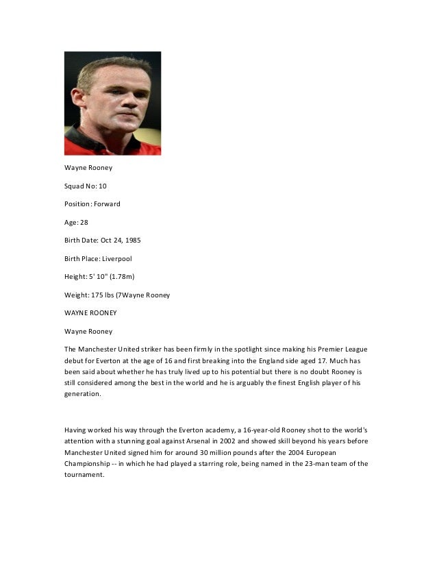 Wayne Rooney Biodata