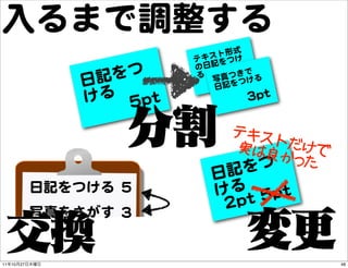 入�るまで調整する
                                  ト形式
                               テキス をつけ
                               の日記
...