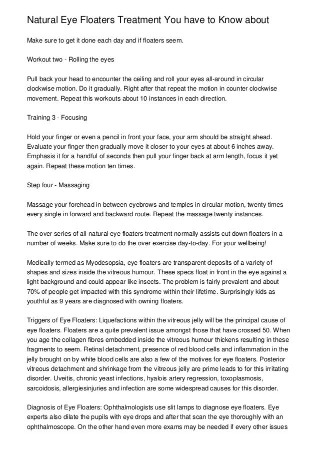 Six Things You Ought To Know About Eye Floaters