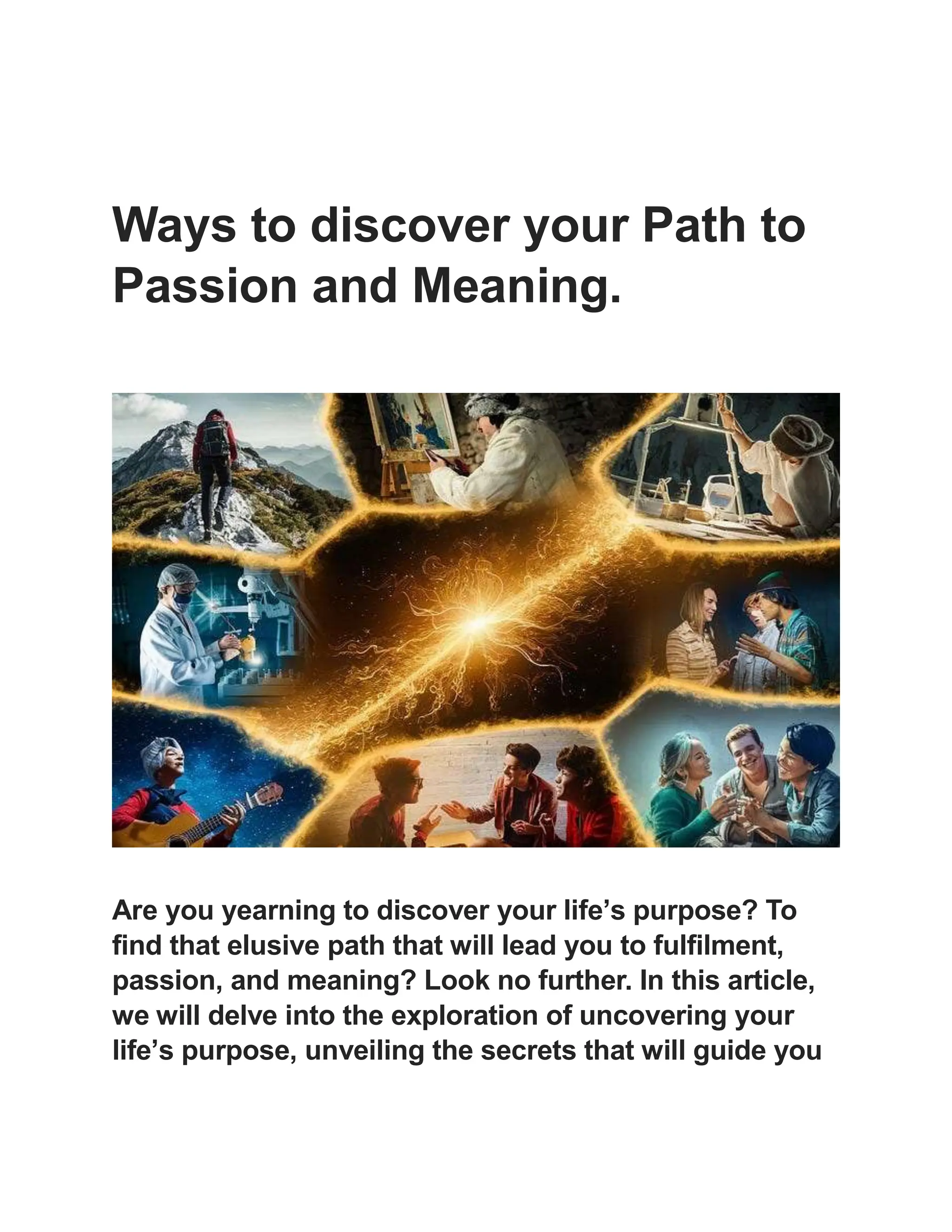 Ways to discover your Path to Passion and Meaning. | DOCX