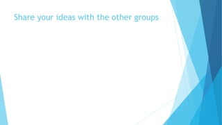 Share your ideas with the other groups
 