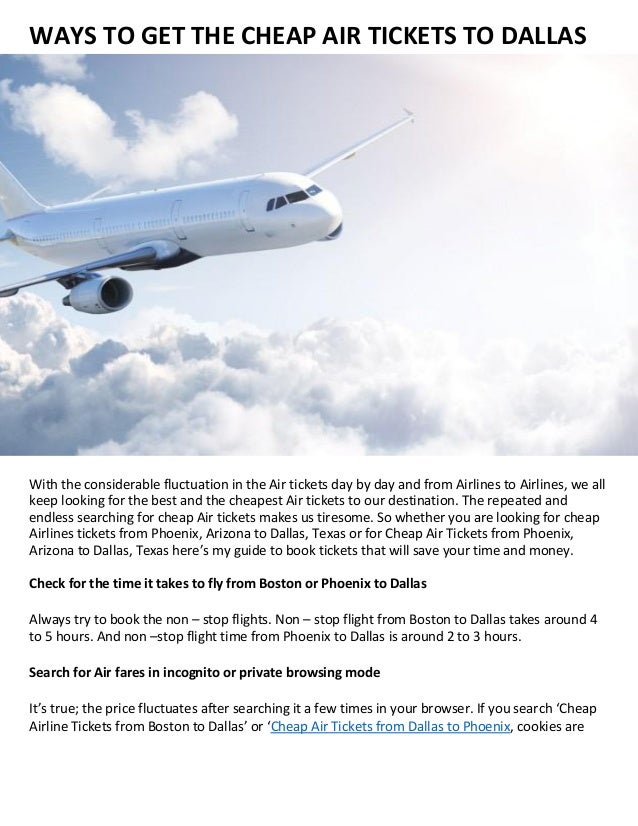 Ways to Get the Cheap Air Tickets to Dallas