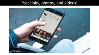 Post links, photos, and videos!
Unsplash
 