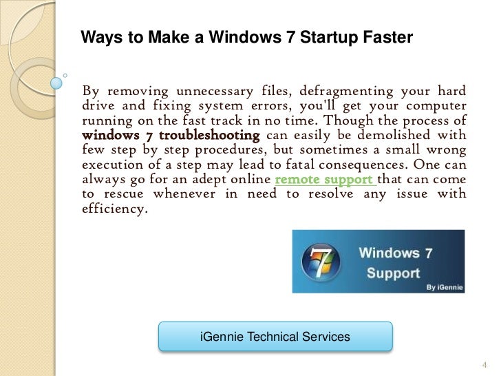 Ways to make a windows 7 startup faster
