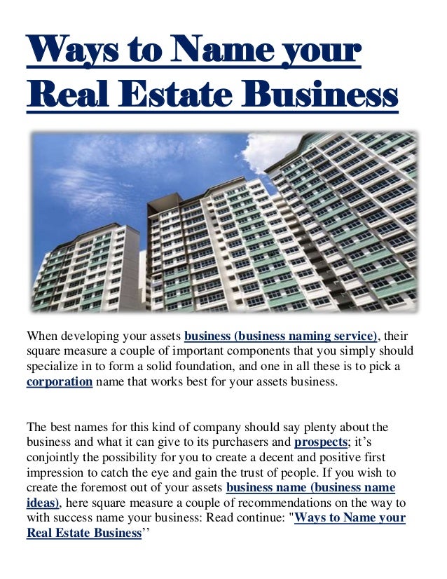 Ways to name your real estate