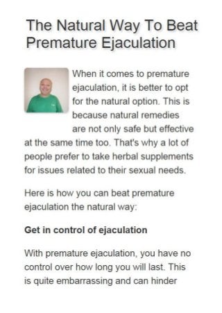 Ways to prevent premature ejaculation naturally
