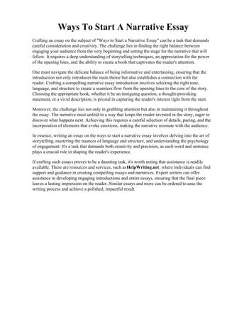 Ways To Start A Narrative Essay | PDF