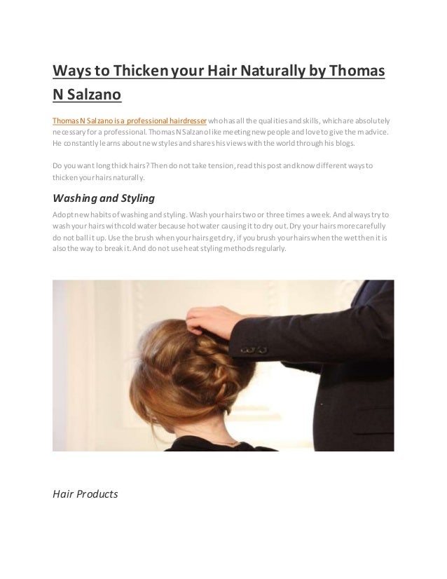 Get Thicker Hair Naturally In 3 Steps By Thomas N Salzano