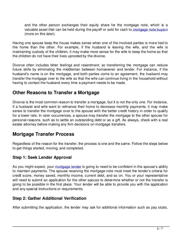 Ways To Transfer A Mortgage To Your Spouse