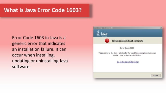 3 Steps to Solve Java Error Code 1603 | PPT