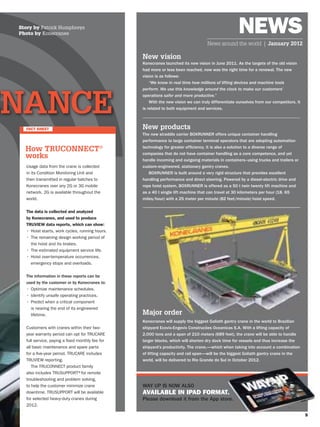 Story by Patrick Humphreys
Photo by Konecranes

                                            News around the world | January 2012

                             New vision




NANCE
                             New products


  How TRUCONNECT®
  works




                             Major order
 