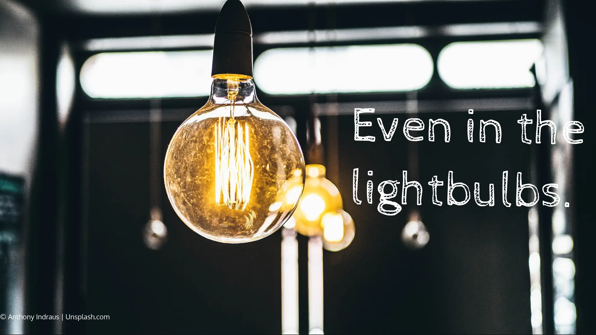 Even in the
lightbulbs.
© Anthony Indraus | Unsplash.com
 