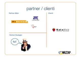 partner / clienti
Partner	
  AGvi	
                        ClienI	
  




Partner	
  Strategici	
  


       tu!	
  


                                                      16
 