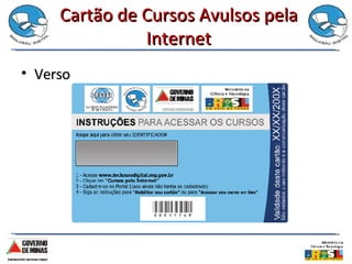 Cartão de Cursos Avulsos pela Internet Verso 