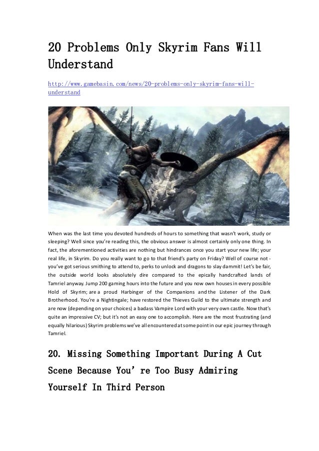 20 problems only skyrim