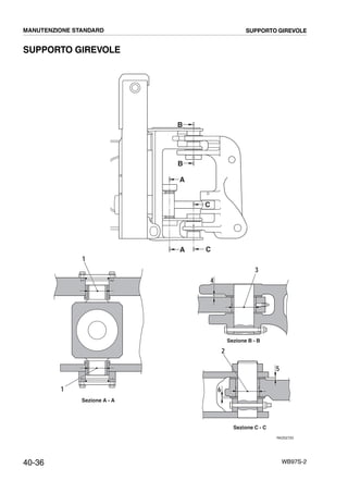 40-36 WB97S-2
SUPPORTO GIREVOLE
RKZ02720
5
B
B
A
C
A C
Sezione A - A
1
1
Sezione B - B
2
Sezione C - C
6
3
4
MANUTENZIONE STANDARD SUPPORTO GIREVOLE
 