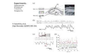 Experiments:
Collaborated with
M.Tsukada and
Y. Fukushima,
Tamagawa Univ.
Y. Fukushima, et al,
Cogn Neurodyn, 1(2007) 305–316.
 