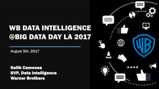 August 5th, 2017
WB DATA INTELLIGENCE
@BIG DATA DAY LA 2017
Keith Camoosa
SVP, Data Intelligence
Warner Brothers
 