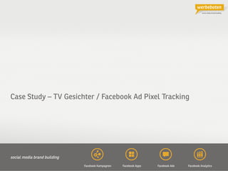Copyright@2013 Werbeboten Media 1
Case Study – TV Gesichter / Facebook Ad Pixel Tracking
Facebook Analytics
social media brand building
Facebook AppsFacebook Kampagnen Facebook Ads
 