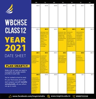 West Bengal 12th Board Time Table 2021