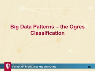 Big Data Patterns – the Ogres
Classification
12/14/2015 16
 