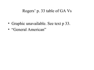 Rogers’ p. 33 table of GA Vs Graphic unavailable. See text p 33. “ General American” 