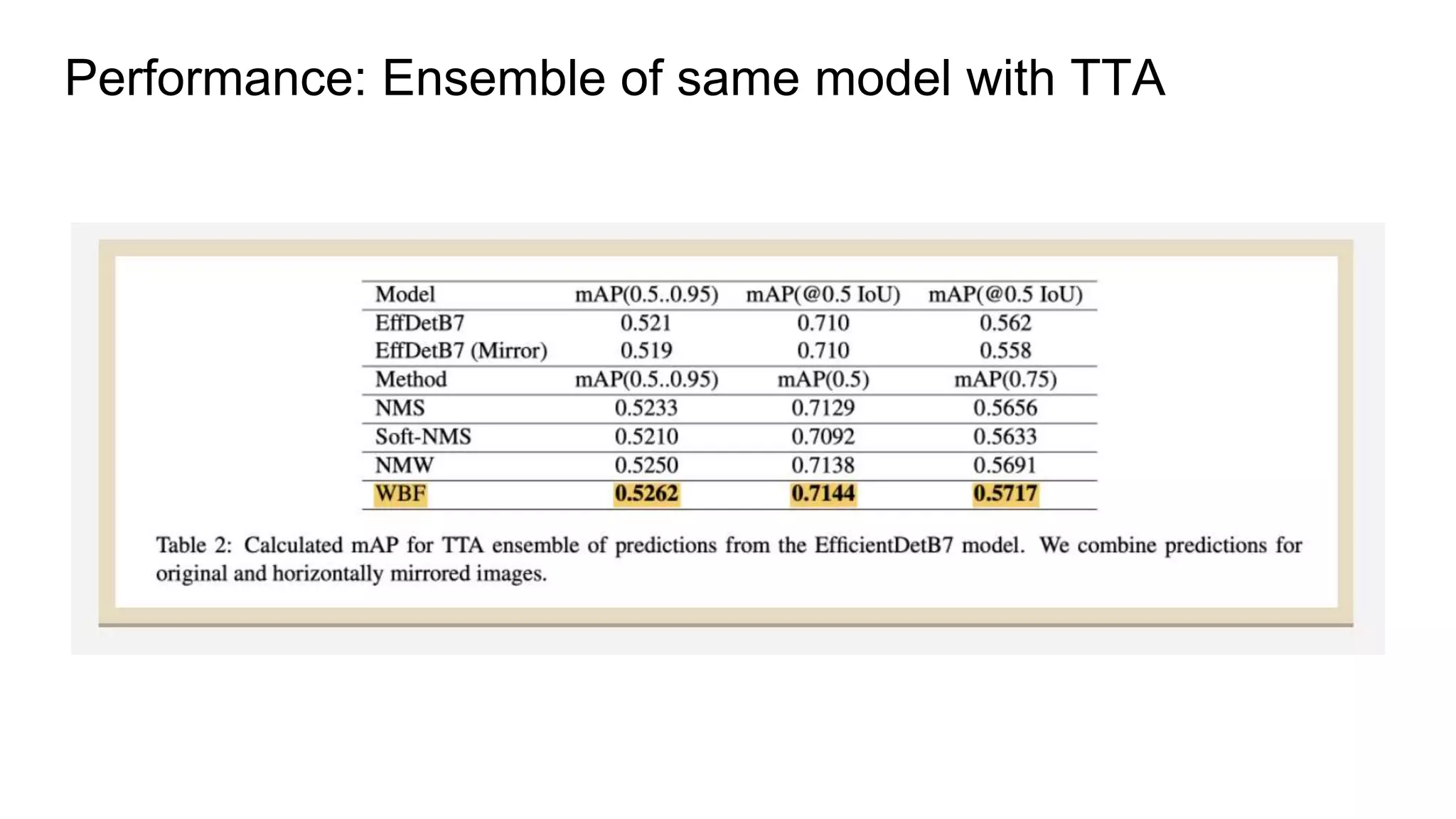 Performance: Ensemble of same model with TTA
 