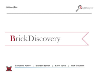 BrickDiscovery
Samantha Ackley | Brayden Bennell | Kevin Myers | Nick Tracewell
 