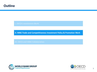 Outline
I. OECD’s Investment Work
II. WBG Trade and Competitiveness Investment Policy & Promotion Work
III. OECD and WBG C...