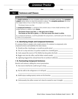 WORK BOOK IN ENGLISH grammar 7 | PDF