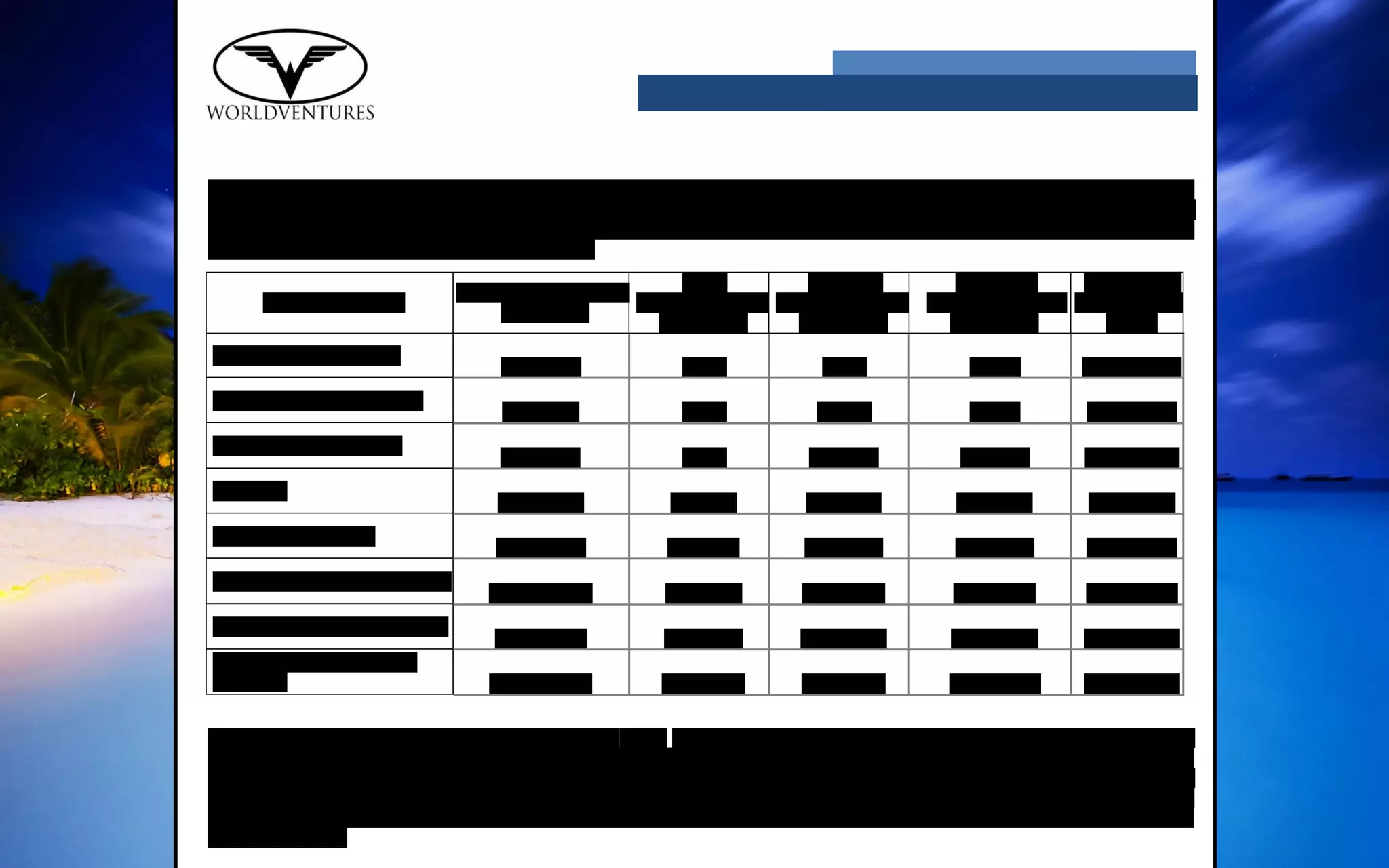 ©2012 WorldVentures Marketing, LLC
 