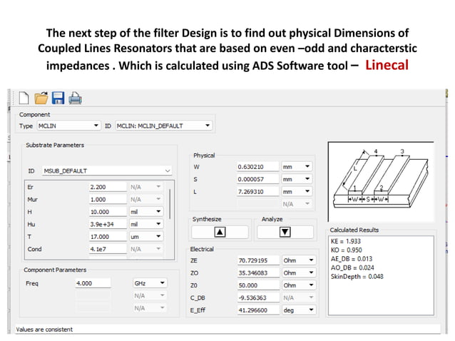 Microstrip Bandpass Filter Design using EDA Tolol such as keysight ADS ...