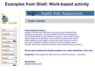 Examples from Shell: Work-based activity  